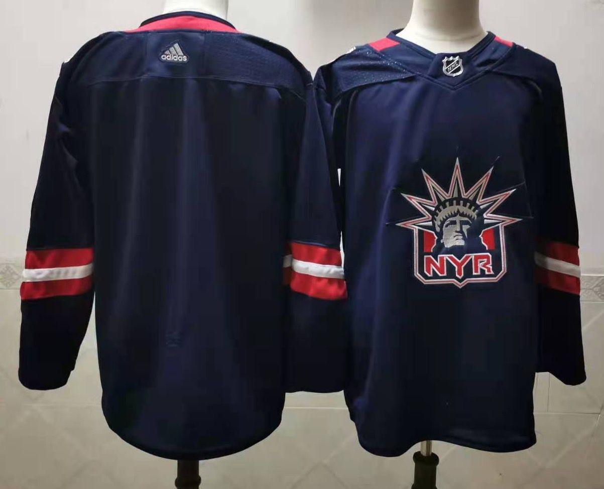 Men New York Rangers Blank Navy Authentic Stitched 2020 Adidias NHL Jersey